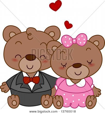 Illustration of a Pair of Bear Huddled Together