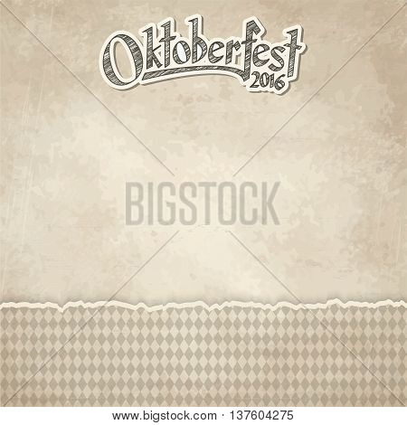 vintage background with ripped open paper have checkered pattern for Oktoberfest 2016