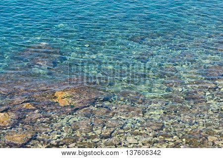 image of seabed shines through the clear water