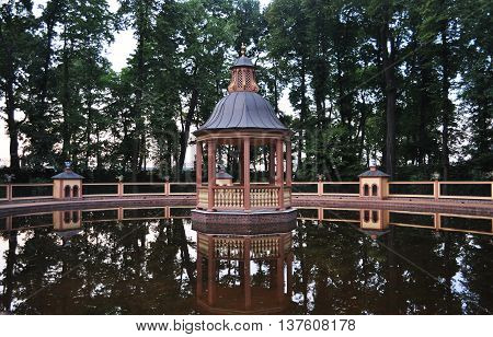 quiet summer evening in the gazebo on the lake