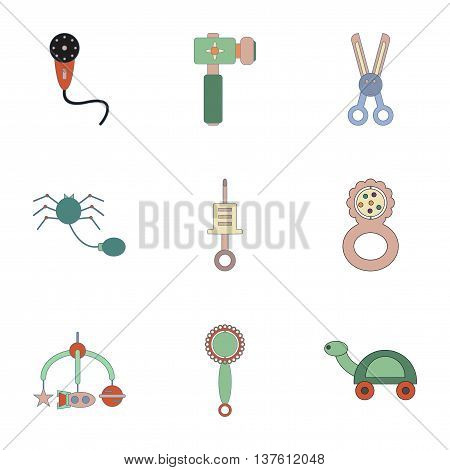 assembly of flat icons childhood Kids toys
