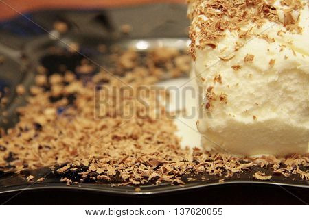 Chocolate Ice Cream And Hardered Chocolate Over
