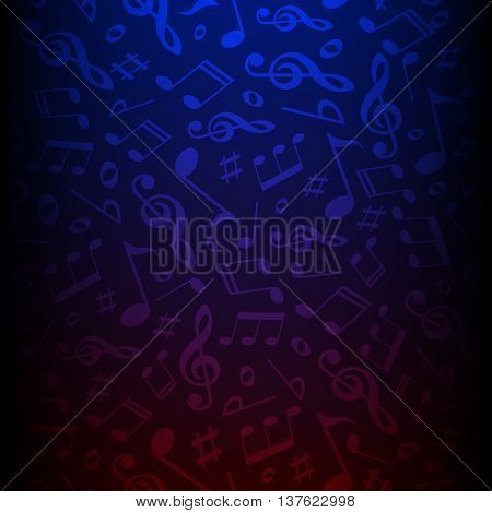 Isolated dark color musical notes vector background. Melody vector illustration. Classic music pattern wallpaper