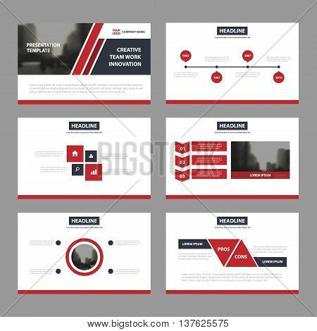 Red black Abstract presentation templates Infographic elements template flat design set for annual report brochure flyer leaflet marketing advertising banner template