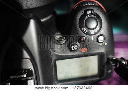 macro view of a camera shutter button