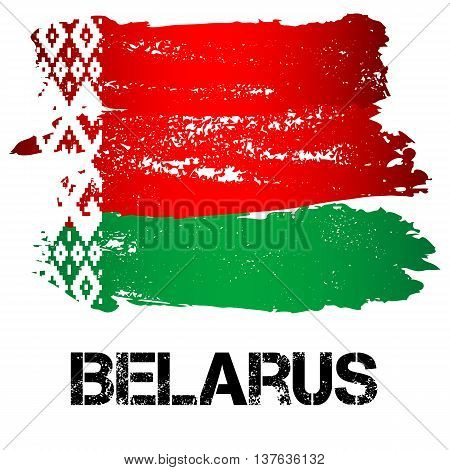 Flag of Belarus from brush strokes isolated on white background. Vector illustration