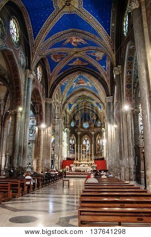 ROME, ITALY - MAY 12, 2012: Interior view of Church Santa Maria Minerva