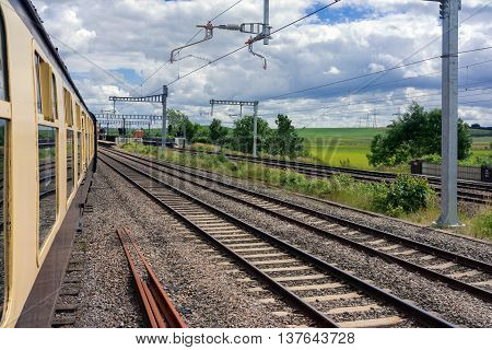 Cholsey/UK. 3rd July 2016. The wires are now in place as part of the Great Western mainline electrification upgrade.