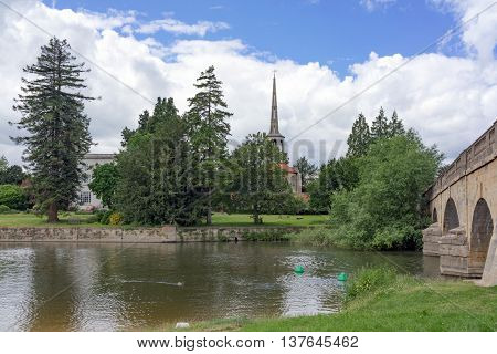 Wallingford/UK. 3rd July 2016. The River Thames at Wallingford with the road bridge to the right.