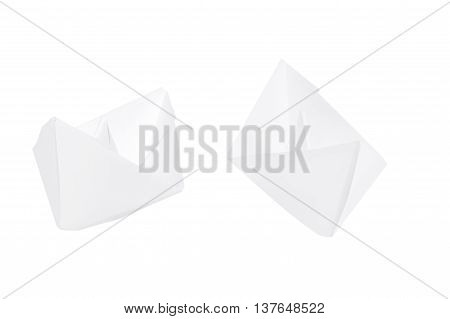 Paper boat isolated on white background. Paper fold boat.