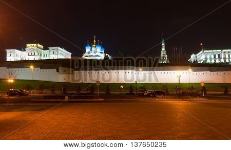 View of the Kazan Kremlin at night