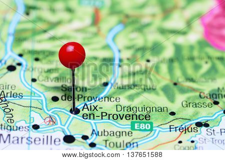 Aix-en-Provence pinned on a map of France