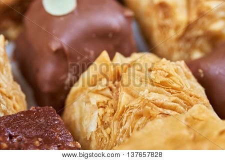 Oriental sweets. Traditional turkish or greek delight
