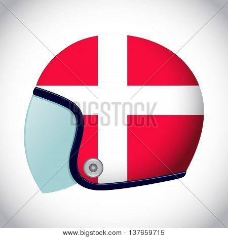 Vector stock of retro classic motorcycle helmet with Denmark flag
