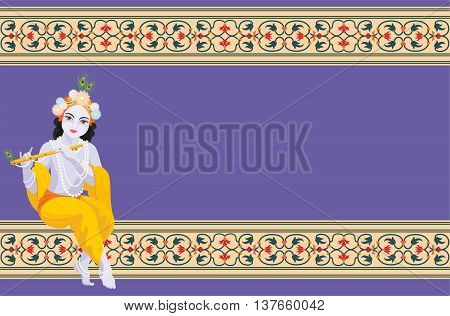 Krishna Janmashtami. Beautiful greeting card with little Krishna's image.