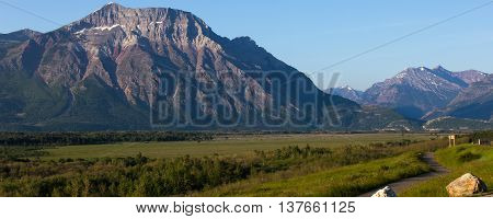 Bike trail outside the scenery outside Waterton, Canada