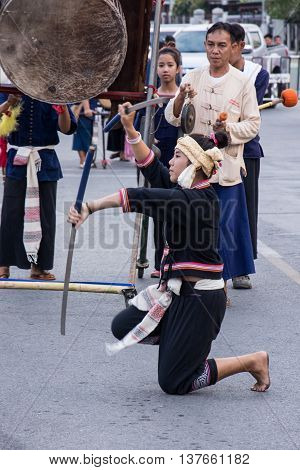 Lamphun Thailand - May 16 2016 : The actor musician show in Lamphun International Drum & Cuture Festival At Lamphun Thailand. May 16 2016.