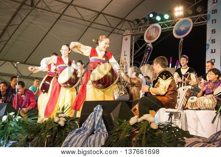 Lamphun Thailand - May 16 2016 : The actor musician show in Lamphun International Drum & Cuture Festival At Lamphun Thailand. May 16 2016.