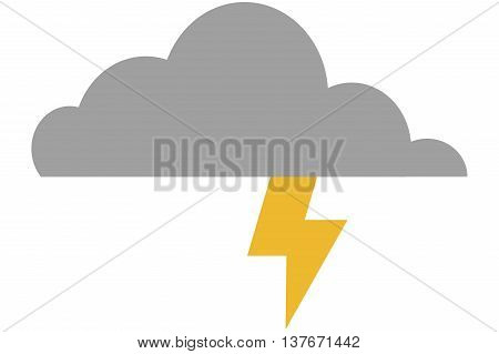 simple flat design cloud witn lightning ray icon vector illustration