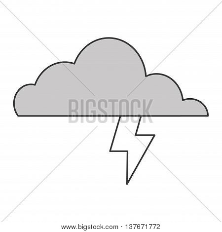 simple flat design cloud witn lightning ray icon vector illustration