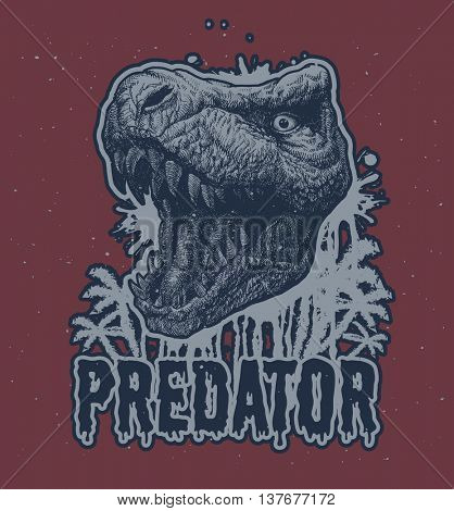 Trex Dinosaur Vector hand drawn background.