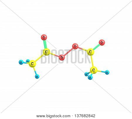 Diacetyl peroxide is an organic peroxide that is a crystalline sand-like solid with a sharp odor. 3d illustration