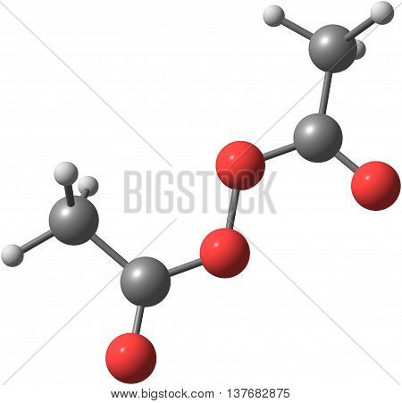 Diacetyl peroxide is an organic peroxide that is a crystalline sand-like solid with a sharp odor. 3d illustration