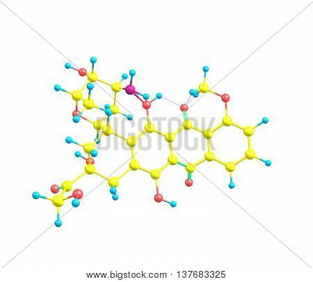 Epirubicin is an anthracycline drug used for chemotherapy. It can be used in combination with other medications to treat breast cancer in patients who have had surgery to remove the tumor. 3d illustration