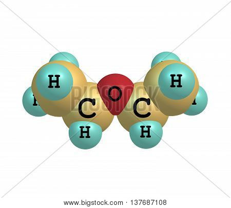Diethyl ether - ethoxyethane ethyl ether sulfuric ether or ether - is an organic compound. 3d illustration