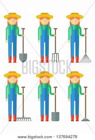 Set Of Farmers Woman