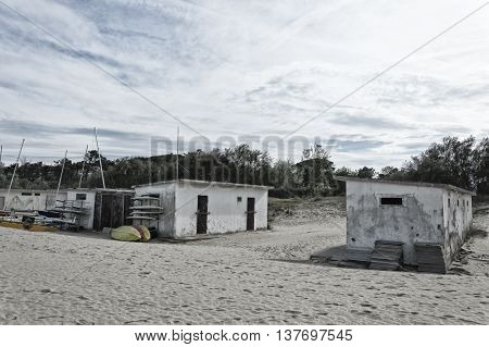 Cervia, Italy, 30th april 2016 houses on the beach