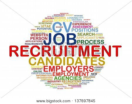 Illustration of circular word tags wordcloud of recruitment