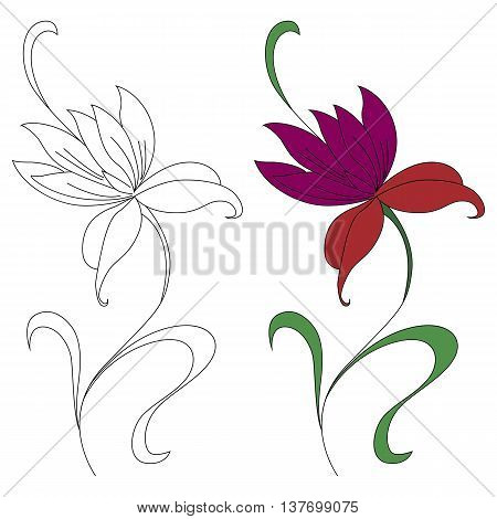 floral ornament in black and white and color