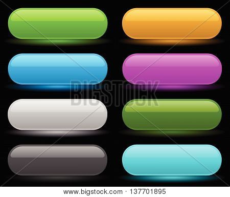 Shorter Button, Banner Backgrounds With Empty Space For Your Text, Message. Set Of Colorful, Bright