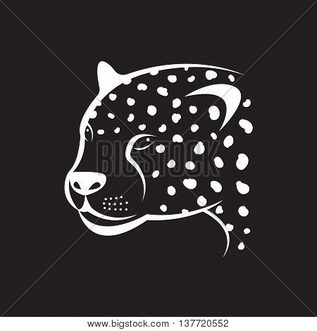 Vector image of an cheetah face on black background. Vector cheetah face for your design.