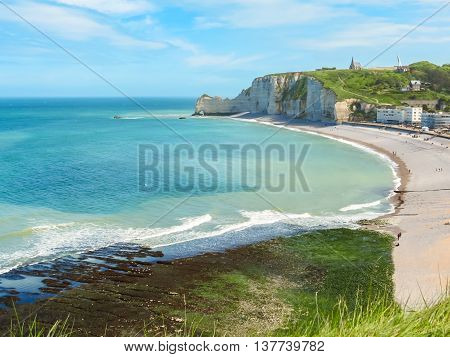 Alabaster cliffs and beach of Etretat, Normandy, France