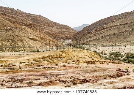 Landscape Makhtesh Gadol or Large Crater nature reserve in Negev desert Israel