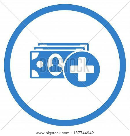 Medical Expences vector icon. Style is flat circled symbol, cobalt color, rounded angles, white background.