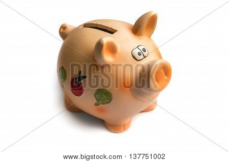 Pink Piggy Bank Isolated On White Background