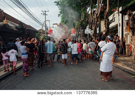 Visitors Watch The Ogoh-ogoh Statues At The Parade, Kuta, Bali