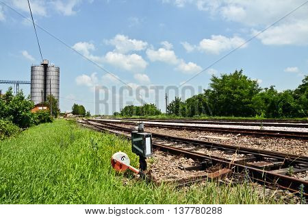 Silos and railway tracks in eastern Europe