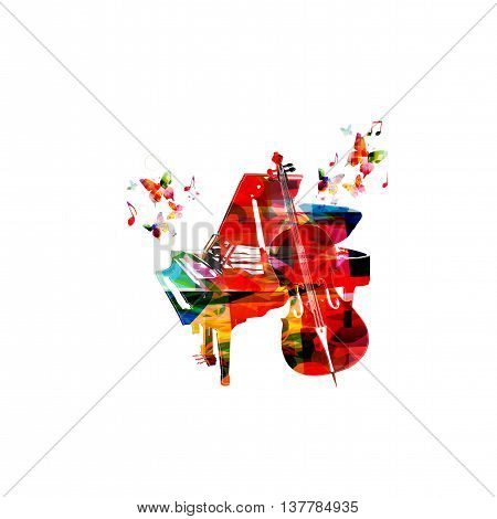 Colorful music background with violoncello and piano