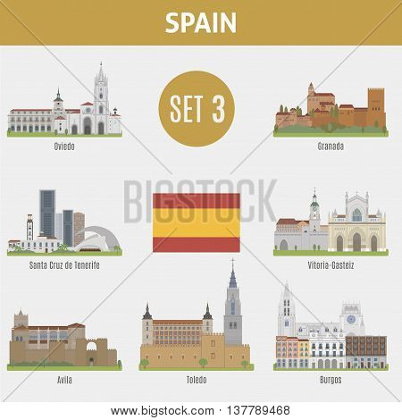 Famous Places Spain Cities. Set 3