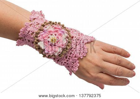 Pink Hand- Knitted Bracelet