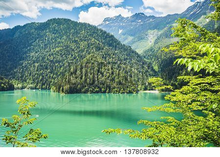 Alpine Lake Ritsa In Abkhazia