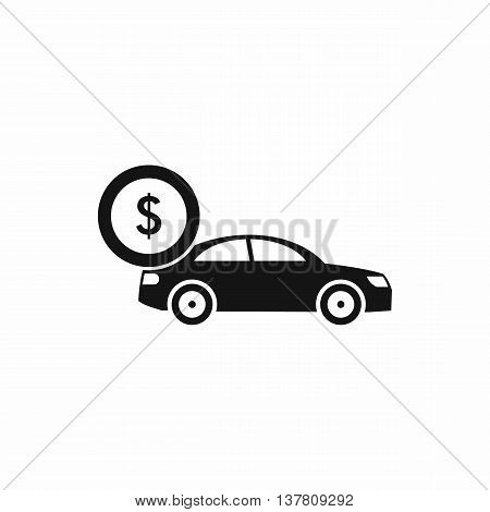 Car and dollar sign icon in simple style isolated vector illustration
