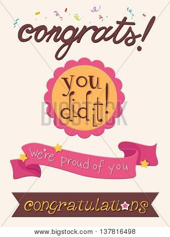 Illustration Featuring a Ribbon That Comes with Congratulatory Message