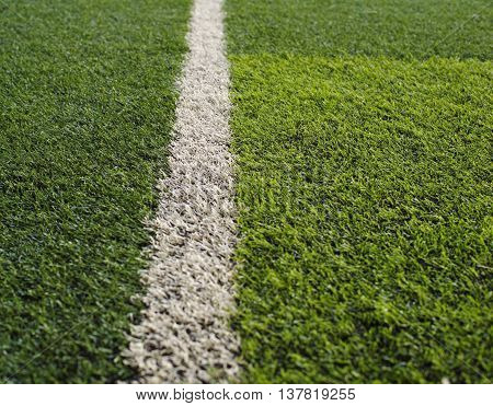 green grass football flied with white line