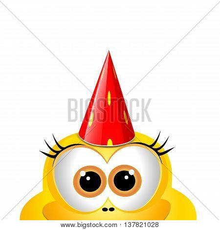 Birthsday card design template. Funny yellow chicken.