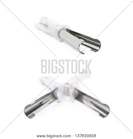 Cupcake corer tool for the core removal, isolated over the white background, set of two different foreshortenings